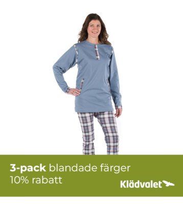 Nattdräkt med dragkedja i gren och rygg 1081 3pack