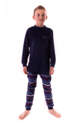 Barn body 1066 blå med randiga ben 203