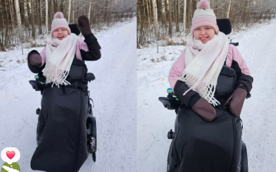 Åkpåse i lammskinn värmer Luna i vinterkylan ❄️💜